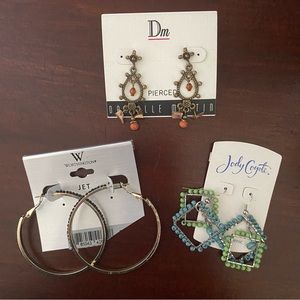 Earrings Set of 3 Hoops and Dangles NWT